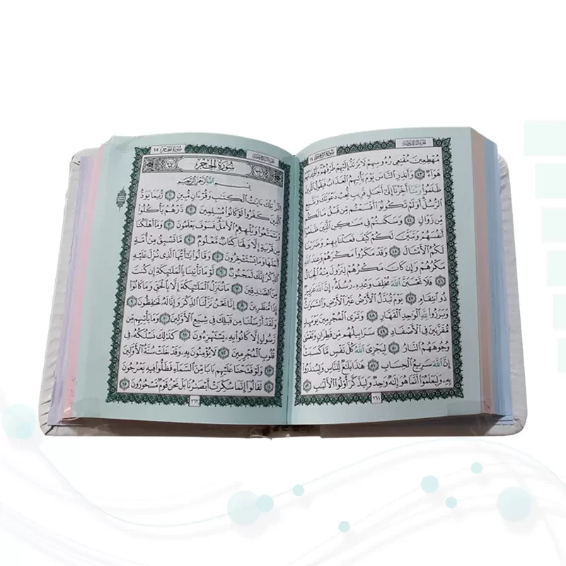 قرآن نیم جیبی بدون ترجمه داخل رنگی چرم سفید طلاکوب
