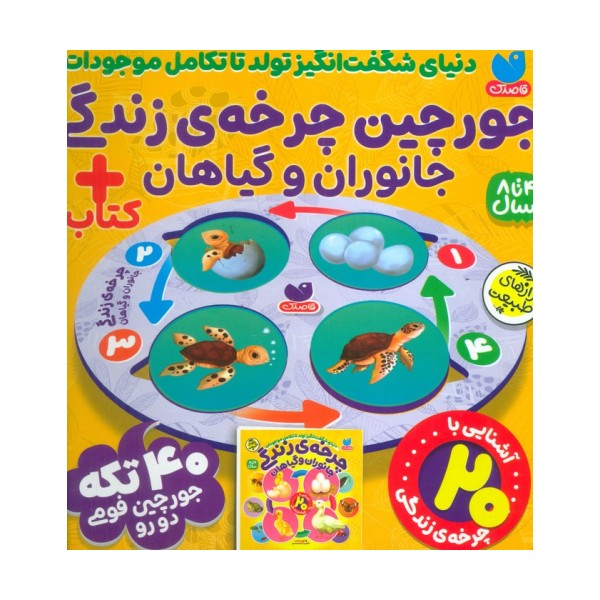 بسته پازل فومی چرخه ی زندگی جانوران و گیاهان (کتاب+جورچین 40 تکه)،(باجعبه)