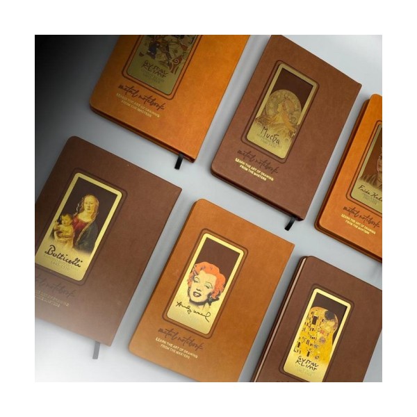 دفتر یادداشت خط دار (طرح METAL NOTEBOOK)،(چند طرح،چرم،لب طلایی،پلاکدار)