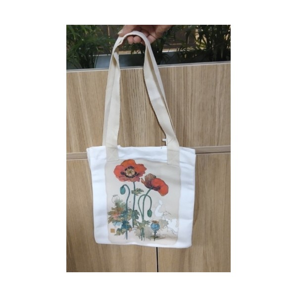 کیف پارچه ای 3 طرفه کاست 26*29 (طرح گل شقایق،کد 2218)